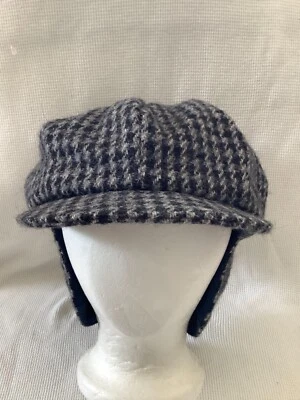 Vintage Hatterdashery Gray Golf Cabbie NEWSBOY CAP Hat Adjustable w/EAR FLAPS  - Image 1 of 4