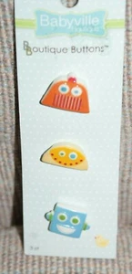 Babyville Boutique Buttons, Colorful Robots NEW Fast Shipping - Picture 1 of 2