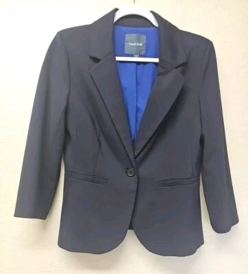 ModCloth Anthropologie Womens Blue One Button Polyester Blazer Jacket Size M EUC - Image 1 of 4