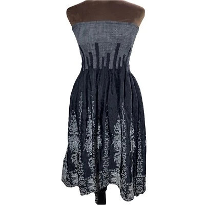 Платье Anthropologie Lapis с вышивкой без бретелек один размер черное фестивальное богемное - Изображение 1 из 4