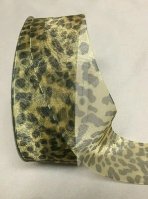 10 yds  SHEER LEOPARD RIBBON 5/8", 7/8" & 1 1/2" wide (your choice of 3 widths) - Image 1 of 2