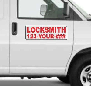 Custom LOCKSMITH Magnetic Signs for Car Truck SUV 6"x18" Phone or Web site - Picture 1 of 3