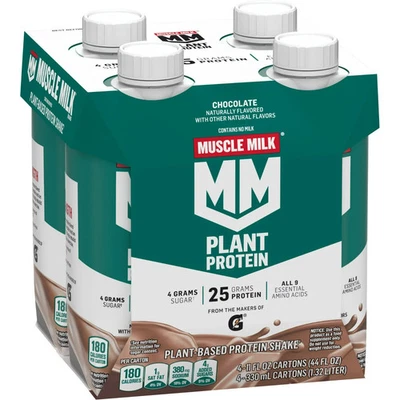 Batido de proteína vegetal Muscle Milk, chocolate, 11 fl oz, paquete de 4 Foto 1 de 4