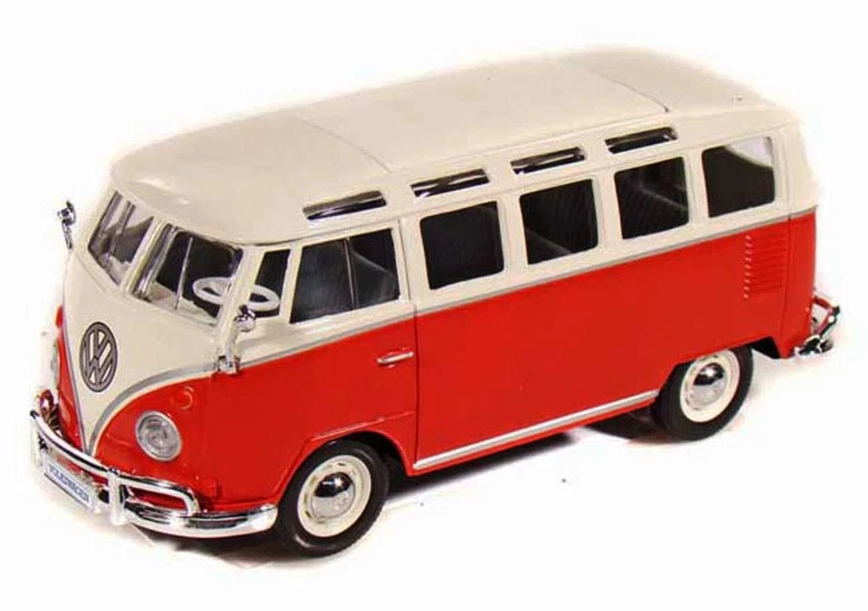 Volkswagen Van "Samba" Bus Rojo y Beige Maisto 31956 1/25 1/24 Diecast Foto 1 de 1