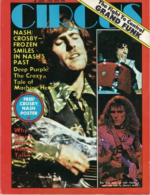 Revista Circus Junio 1972 Nash Crosby Púrpura Profundo Billy Joel Grand Funk Ferrocarril Foto 1 de 4