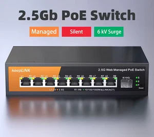 9 Port Netzwerk Switch Lan Verteiler Managed 2,5G PoE und 10G SFP+ Uplink - Bild 1 von 1