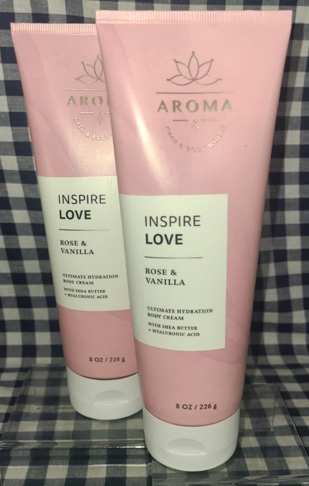 Paquete de 2 NUEVO Crema Corporal Rosa + Vainilla INSPIRE LOVE 8 OZ Baño y Cuerpo Funciona Foto 1 de 1