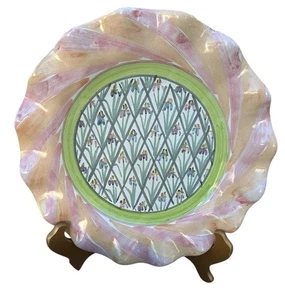 Mackenzie-Bambini Barbuta Iris Piatto Arruffato 11 in Ceramica Dipinta a Mano - Foto 1 di 13