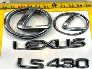 Genuine Lexus 01-06 LS430 chrome plated front REAR trunk plastic Lexus 4 Emblems - Picture 1 of 23