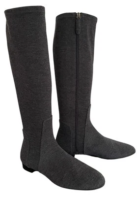 Botas de equitación planas de franela tejida elástica grises Delman Meg altas minimalistas 8,5 para mujer Foto 1 de 4