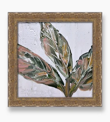 Pintura al óleo Stromanthe Triostar - Elegante decoración botánica para interiores modernos Foto 1 de 4