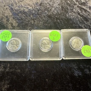 Lot Of 3 1943 S D NMM Lincoln Wheat Steel Cent Brilliant War Coin - Picture 1 of 8