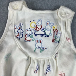 Vintage Lacoste Chemise 6M Baby White Embroidered One Piece Romper Band Music - Picture 1 of 7