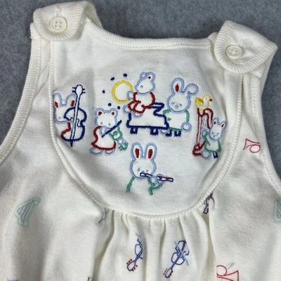 Vintage Lacoste Chemise 6M Baby White Embroidered One Piece Romper Band Music - Image 1 of 4