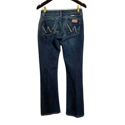 Wrangler Bootcut Jeans Premium Patch Pink Tag Women Sz 3/4 Thick Stitch Cowgirl - Image 1 of 4