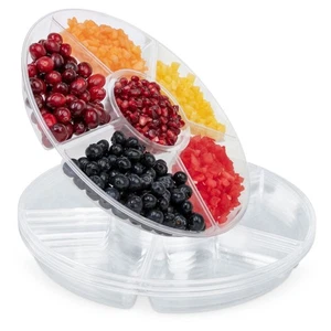 4 Pack, 6 Sectional Clear Plastic Serving Trays for Parties - Heavy Duty Food... - Picture 1 of 6