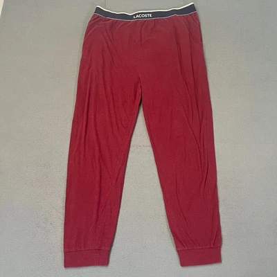 Lacoste Mens Size XL Sleepwear Red Pajama Joggers Lounge Casual Pajama Spellout - Image 1 of 4