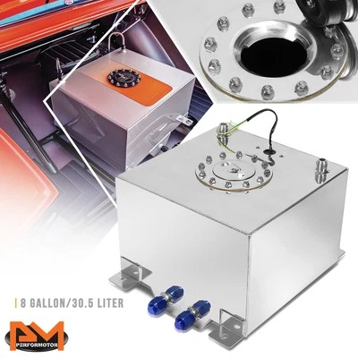 8 Gallon Lightweight Aluminum Chrome Fuel Cell/Gas Tank+Level Sender Polish Cap Foto 1 de 4