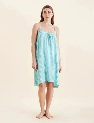 Papinelle Seersucker Strappy Nightgown Size Small - Image 1 of 4