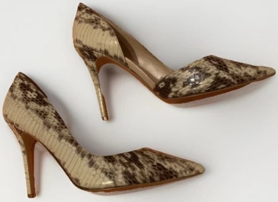 Zapatos de tacón alto WHBM piel de serpiente estampado animal Casa Blanca mercado negro talla 7 EC Foto 1 de 4