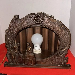 Vintage Sceen Cast Iron Picture Frame Light Fixture-No Glass-Estate Find - Picture 1 of 13