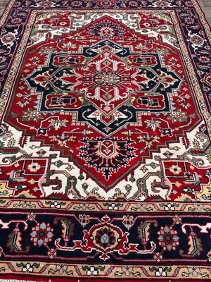 New Fine Quality Colorful Geometric Rug Handmade in India, Bold Medallion,8'x10' - Image 1 of 4