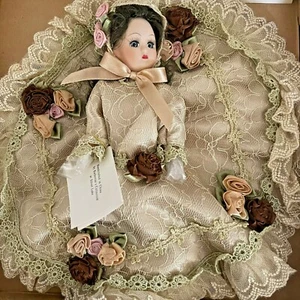 New Rare Vtg Katherine’s Collection Brown Haired Victorian Porcelain Doll Lace - Picture 1 of 7