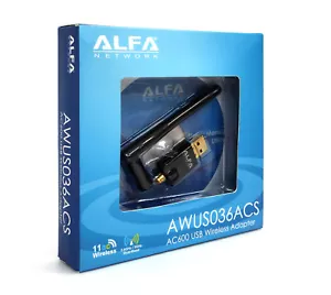 Alfa AWUS036ACS 802.11ac 600Mbps USB Dual Band Long Range WiFi USB Adapter AC600 - Picture 1 of 3