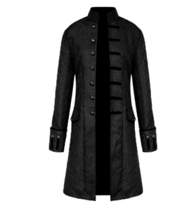 Herren Jacke Brokat Schwarz Gehrock Viktorianisch Goth Barock Steampunk XL / XXL - Bild 1 von 5