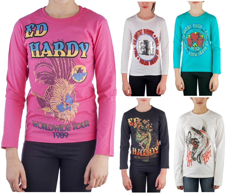 Ed Hardy 100% Cotton Kids and Toddlers Girls Long Sleeve T-Shirt - Image 1 of 1