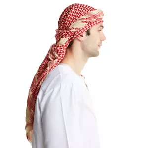 Muslim Men Plaid Print Headscarf Arab Shemagh Dubai Turban Cap Middle East Shawl - Picture 1 of 37