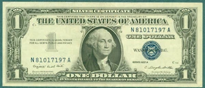 USA 1957 $1 ( N197A) World paper money currency banknotes (Silver certificate) - Picture 1 of 3