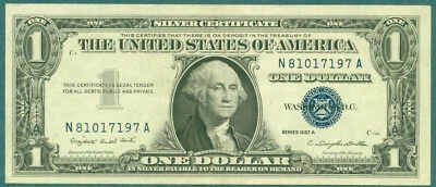 USA 1957  $1 ( N197A)  World paper money currency banknotes (Silver certificate) - Image 1 of 3