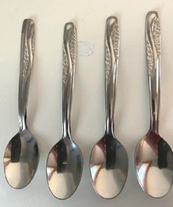 Juego de 4 cucharas Inoxriv Espresso 4" mango floral acero inoxidable 18c - Imagen 1 de 4