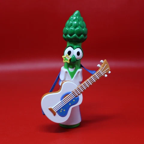 Vintage 2002 Blue Box Toys VeggieTales Archibald Asparagus w/ Guitar 5'' Jonah Cover