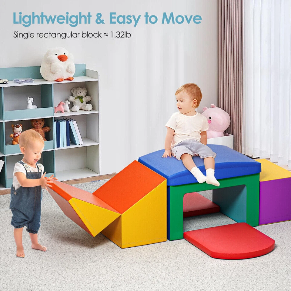 6 Piece Climb and Crawl Activity Playset Soft Foam Blocks for Toddler Learning - Image 1 of 4