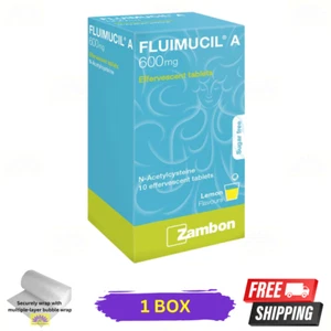 1 X Fluimucil A 600mg Effervescent Tablets 10s – Cough & Phlegm Relief Lemon - Picture 1 of 6