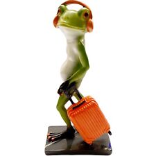 FROG 9” SCULPTURE FIGURINE RESIN STATUES - TRAVELING FROG- BRAND NEW- USA STOCK