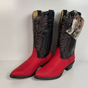 Vintage Nocona Red Water Buffalo Cowboy Boots 10 EE USA Made - Picture 1 of 19