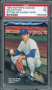 1990 Mother's Cookies Baseball #4 Nolan Ryan Sitting On Dugout Step PSA 7