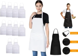 Delantal negro para cocinar barbacoa artesanal hornear chefs poliéster catering carnicero cocina 🙂 - Imagen 1 de 21