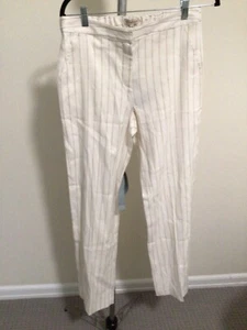 Made In Italy Cream Stripe Pants 42 Nwt - Picture 1 of 3
