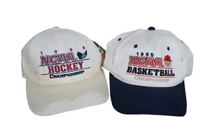 2 NCAA 1990s Basketball & Hockey Championship Ball Caps - Picture 1 of 12