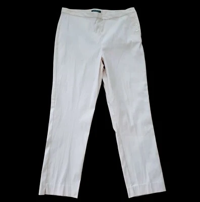 Ralph Lauren Striped Dress Pants Slacks Womens 12 Cotton Stretch Flat Front Pink - Image 1 of 4