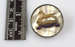 UK Pinback Button Prince of Wales Own West Yorkshire Regiment Mother of Pearl - Picture 1 of 2