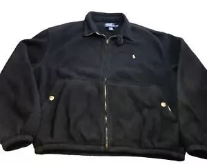 Vintage Polo Ralph Lauren Fleecejacke Herren XXL Schwarz Full Zip Jacke Hergestellt in den USA - Bild 1 von 8