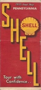 VINTAGE 1935 SHELL OIL Road Map PENNSYLVANIA Index Mileage Chart U,S, Route 30 - Picture 1 of 5