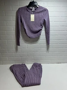 NWT! ROMAROSE Sweater Set Long Sleeve Shirt + Flare Pants PURPLE Size 11-12Y - Picture 1 of 6