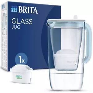 BRITA Glass Water Filter Jug Light Blue (2.5 L) Includes 1 Maxtra Pro All-in-1 - Picture 1 of 5