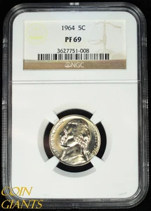 1964 PROOF Jefferson Nickel NGC PF69 GEM Key Date PQ Rare VERY High Grade Coin - Picture 1 of 4